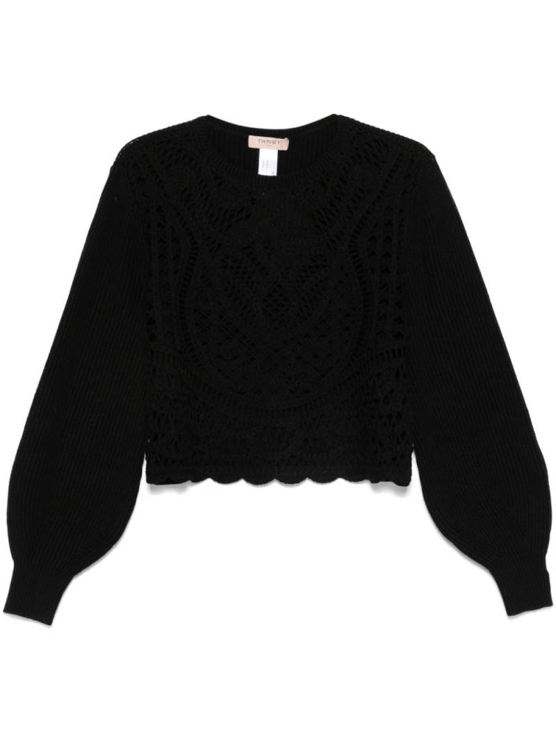 TWINSET crochet-panel sweater - Black von TWINSET