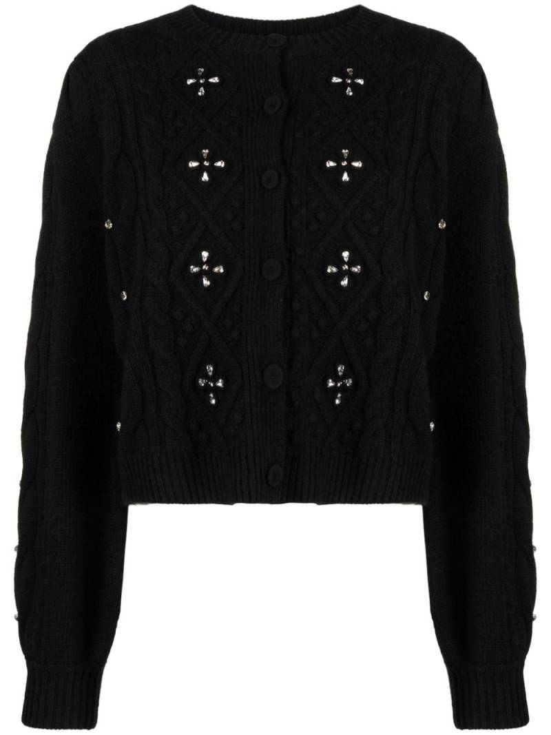 TWINSET crystal-embellished puff-sleeves cardigan - Black von TWINSET