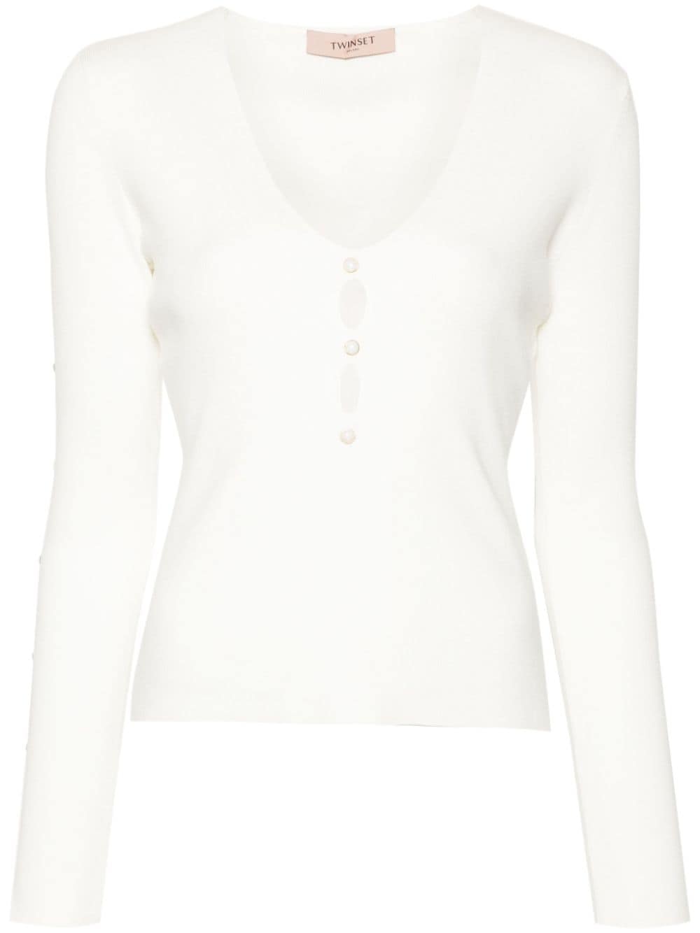 TWINSET cut-out ribbed top - White von TWINSET