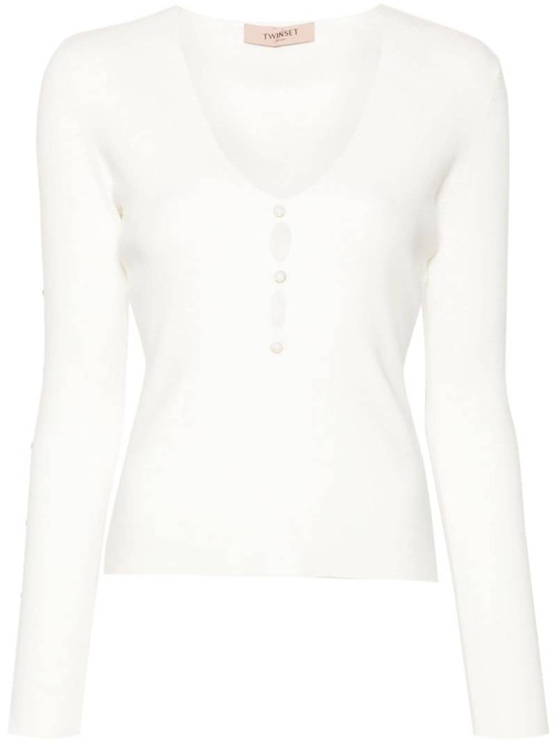 TWINSET cut-out ribbed top - White von TWINSET