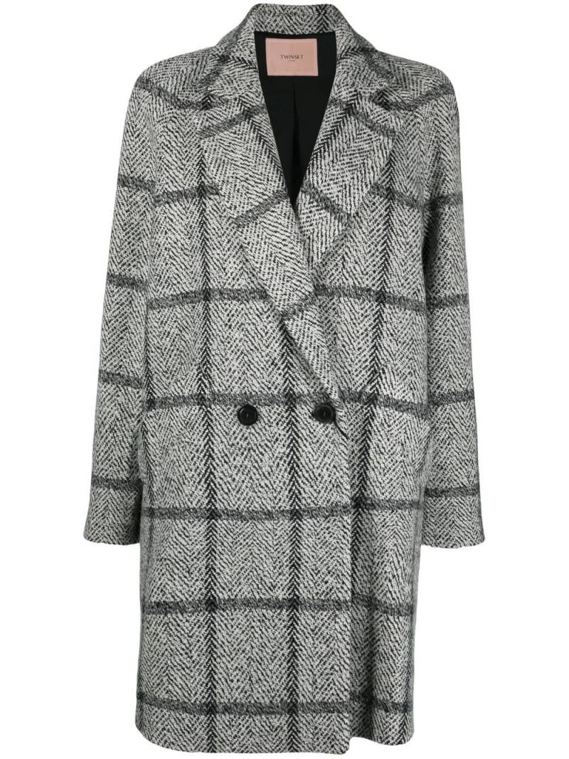 TWINSET double-breasted check-print coat - Black von TWINSET