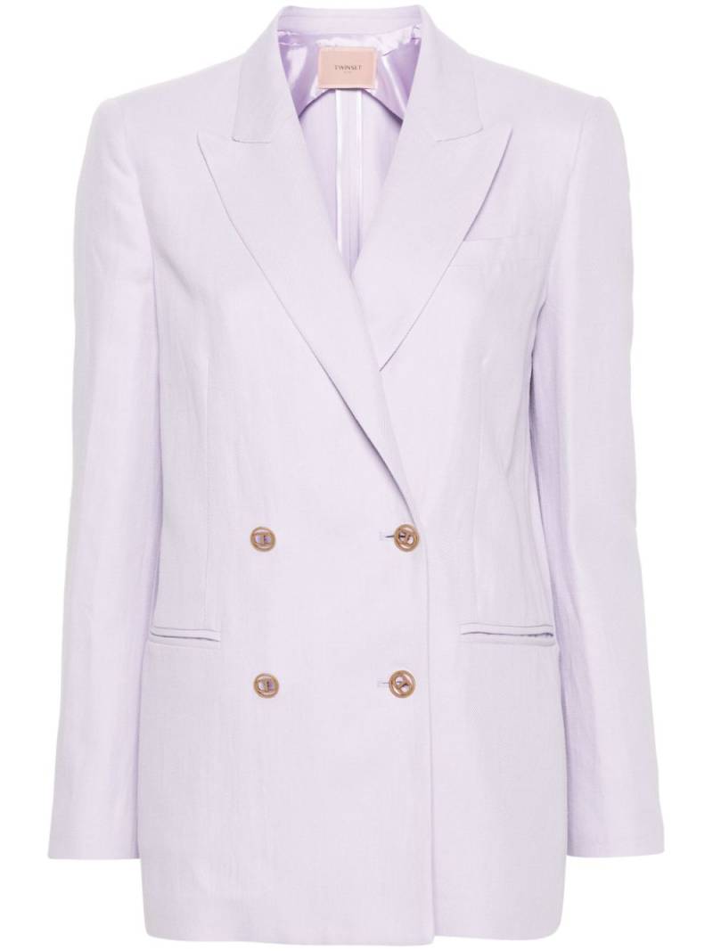 TWINSET double-breasted logo-plaque blazer - Purple von TWINSET