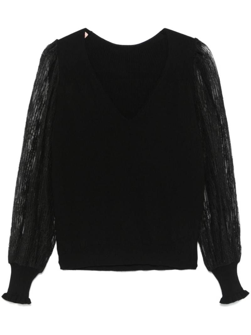 TWINSET dual-use lace-sleeves sweater - Black von TWINSET