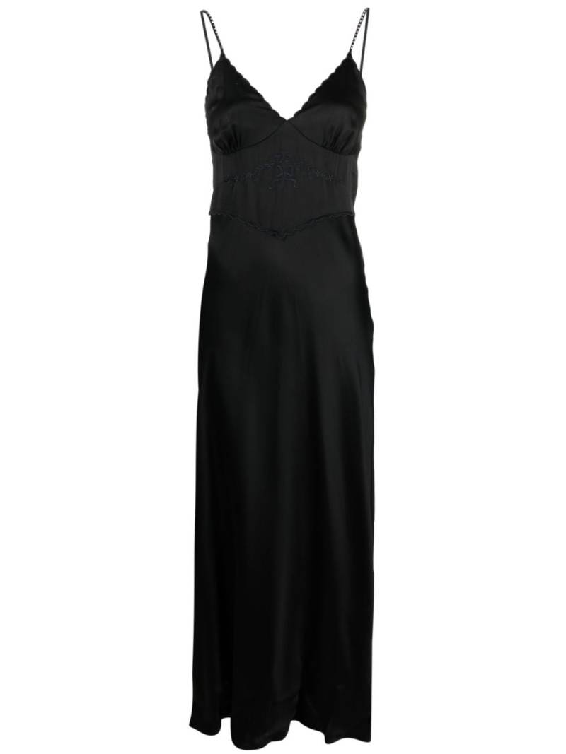 TWINSET embroidered-bodice satin maxi dress - Black von TWINSET