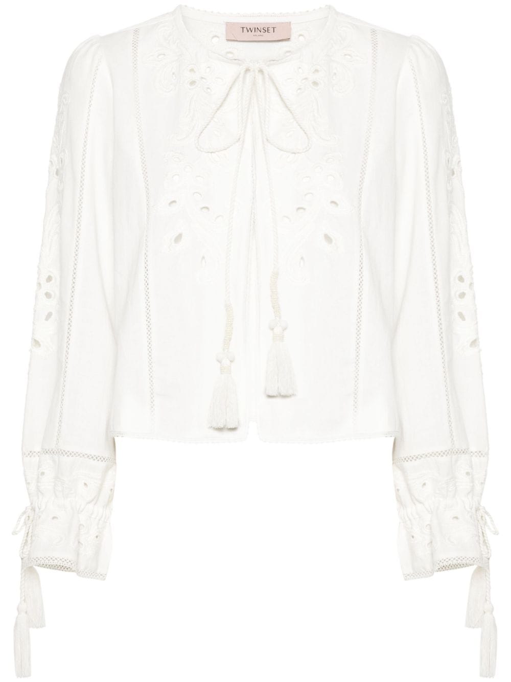 TWINSET embroidered hook-eye blouse - Neutrals von TWINSET