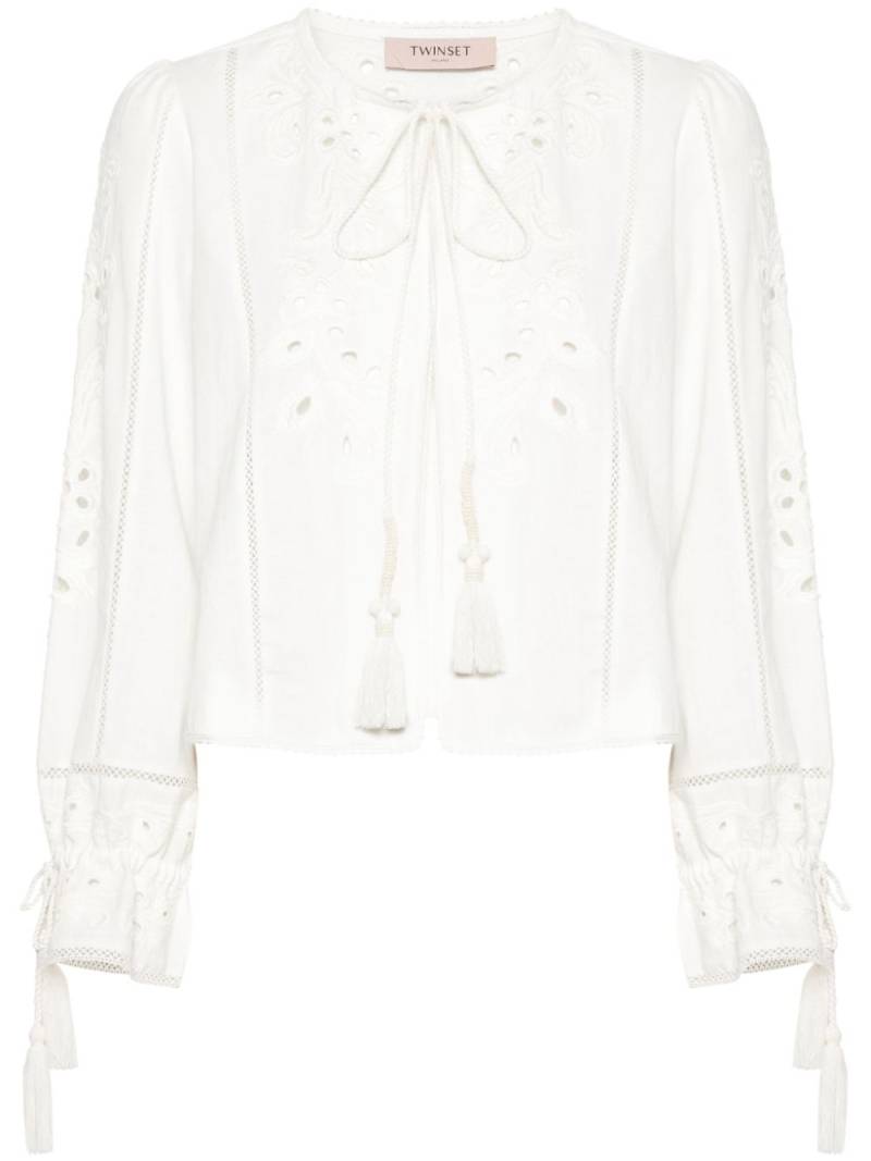 TWINSET embroidered hook-eye blouse - Neutrals von TWINSET