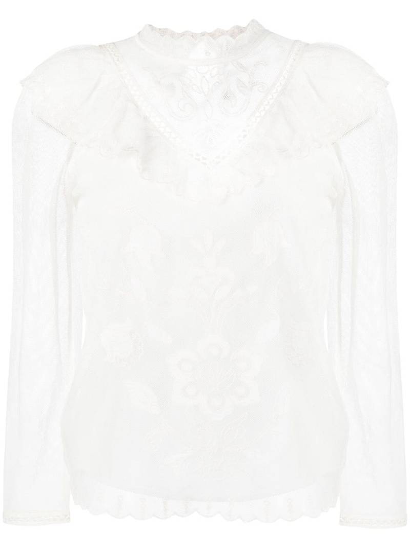 TWINSET embroidered mesh blouse - White von TWINSET