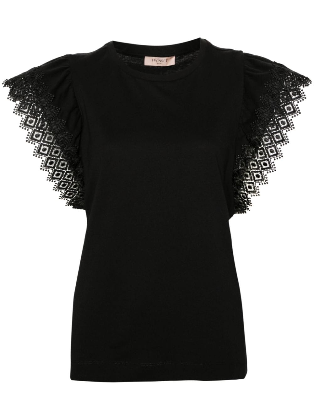 TWINSET embroidered-sleeves cotton blouse - Black von TWINSET