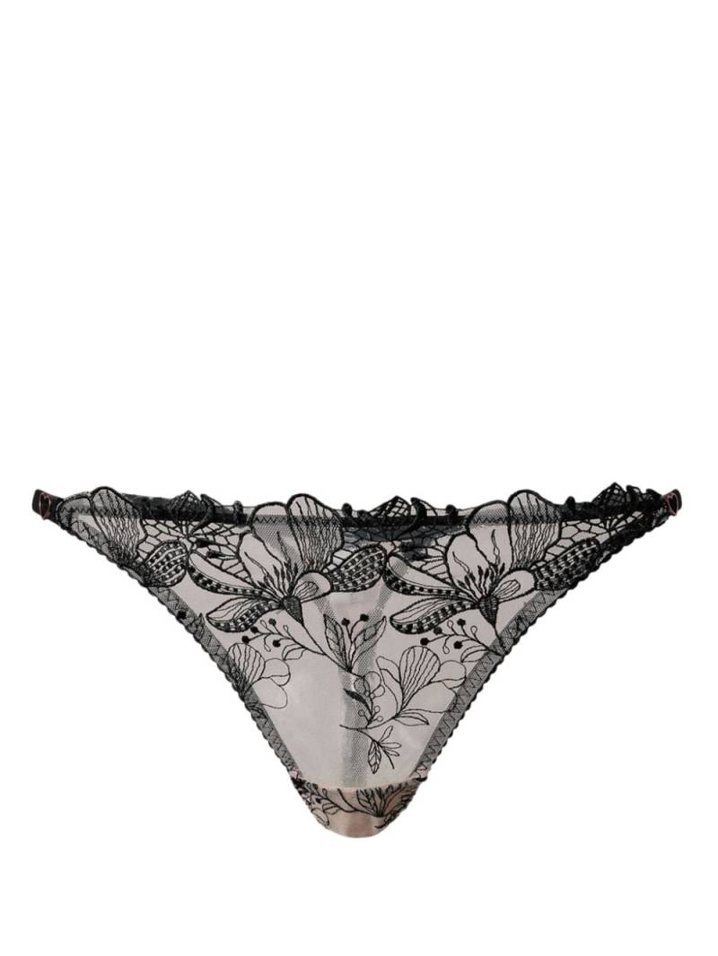 TWINSET embroidered tulle thong - Black von TWINSET