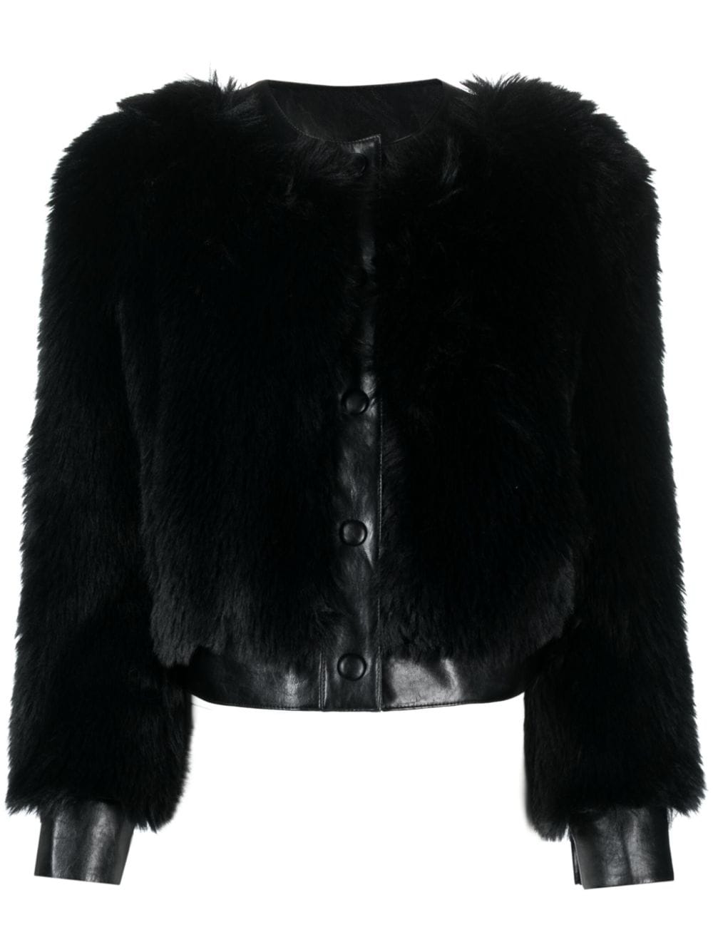 TWINSET faux-fur button-up cropped jacket - Black von TWINSET