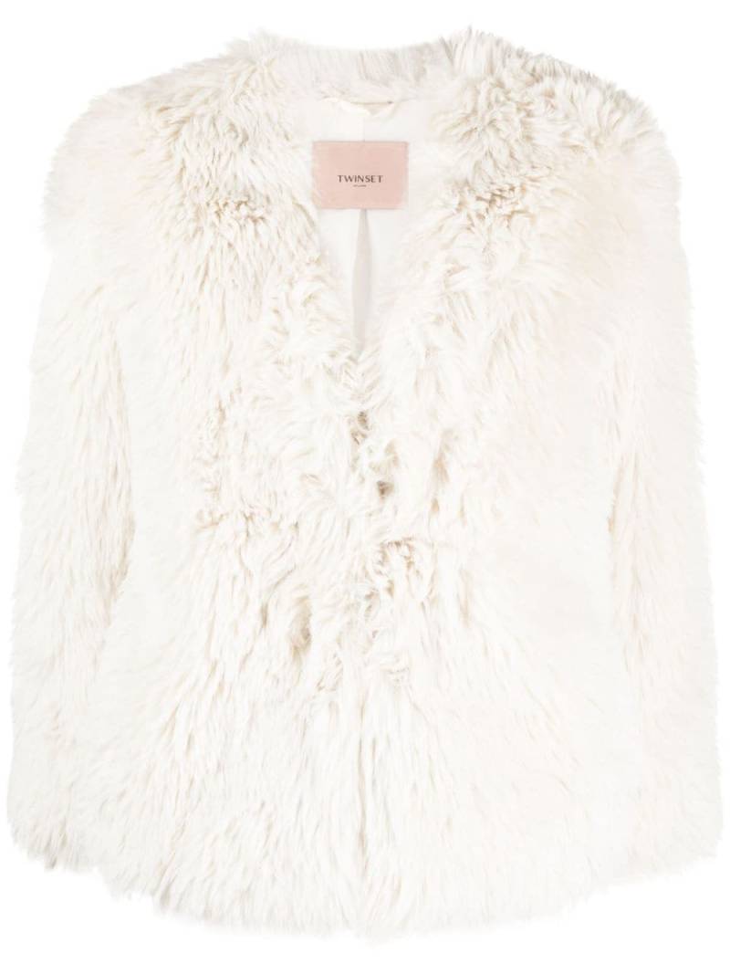 TWINSET faux-fur long-sleeve jacket - White von TWINSET