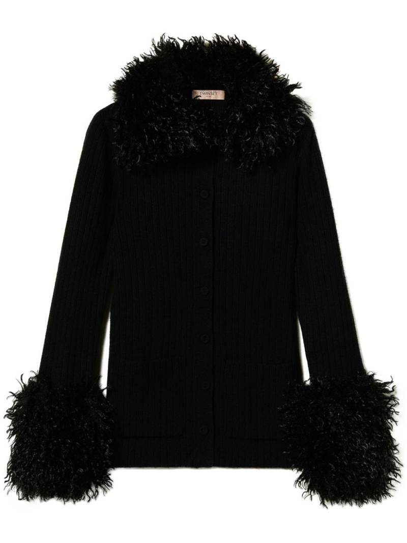 TWINSET faux-fur trim cardigan - Black von TWINSET