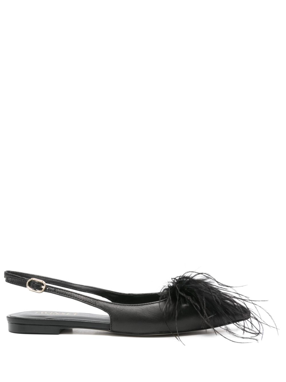 TWINSET feather-detailed ballet flats - Black von TWINSET