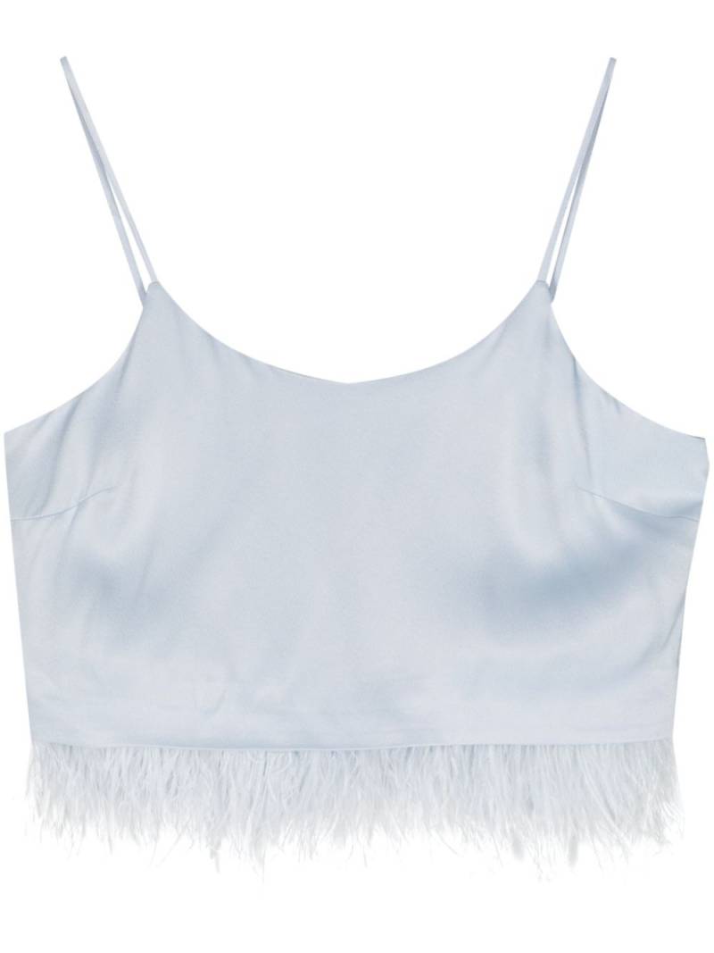 TWINSET feather-trim satin crop top - Blue von TWINSET