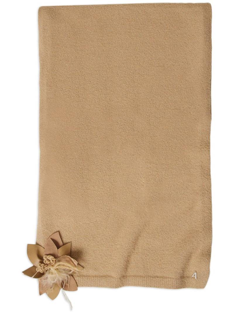 TWINSET floral-appliqué scarf - Neutrals von TWINSET