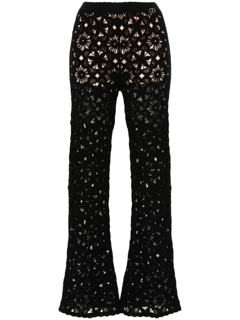 TWINSET floral-crochet flared trousers - Black von TWINSET