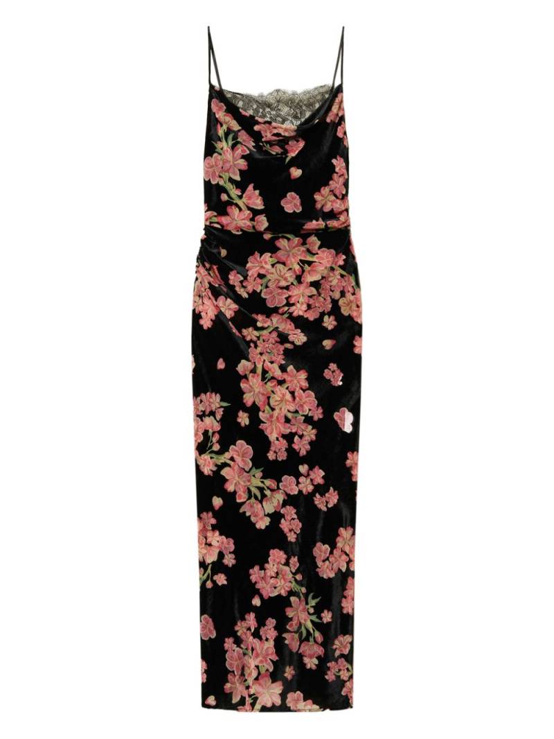 TWINSET floral drelvet slip dress - Black von TWINSET