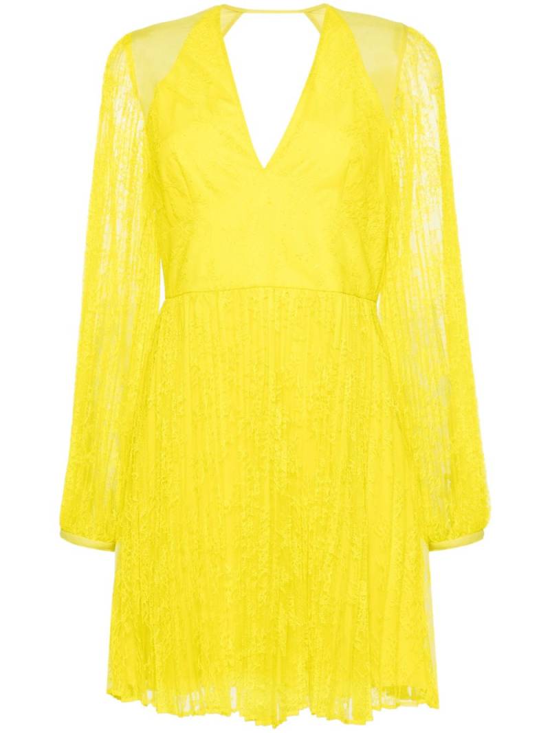 TWINSET floral-lace V-neck minidress - Yellow von TWINSET