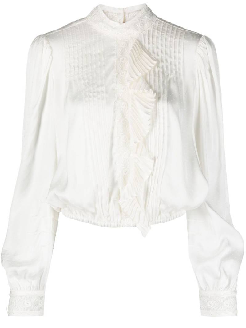 TWINSET floral-lace pleated blouse - White von TWINSET