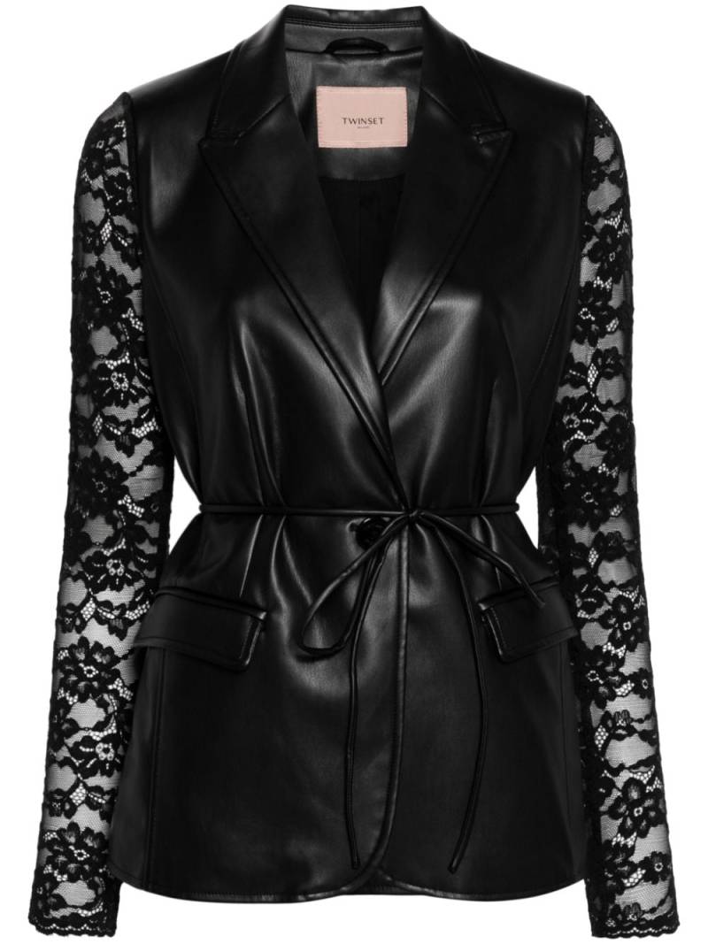 TWINSET floral-lace-sleeves blazer - Black von TWINSET