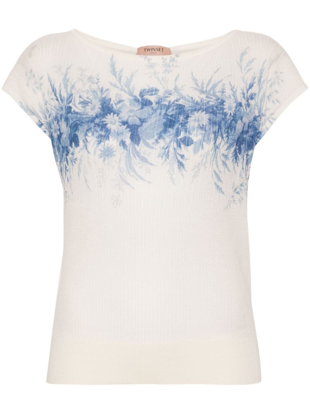 TWINSET floral-print ribbed top - White von TWINSET