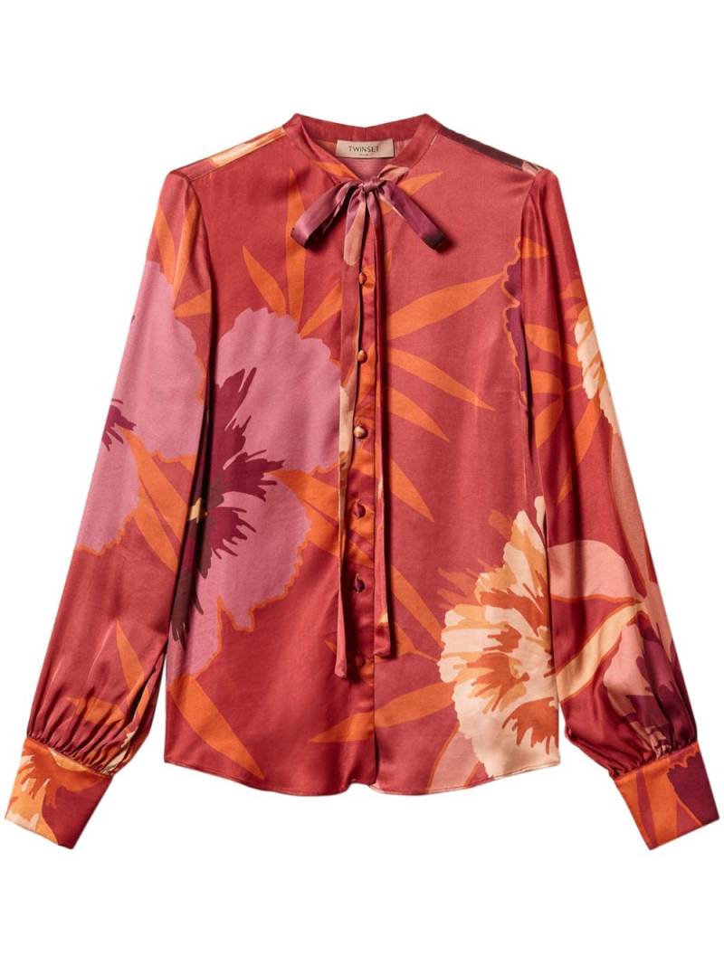 TWINSET floral-print satin shirt - Red von TWINSET