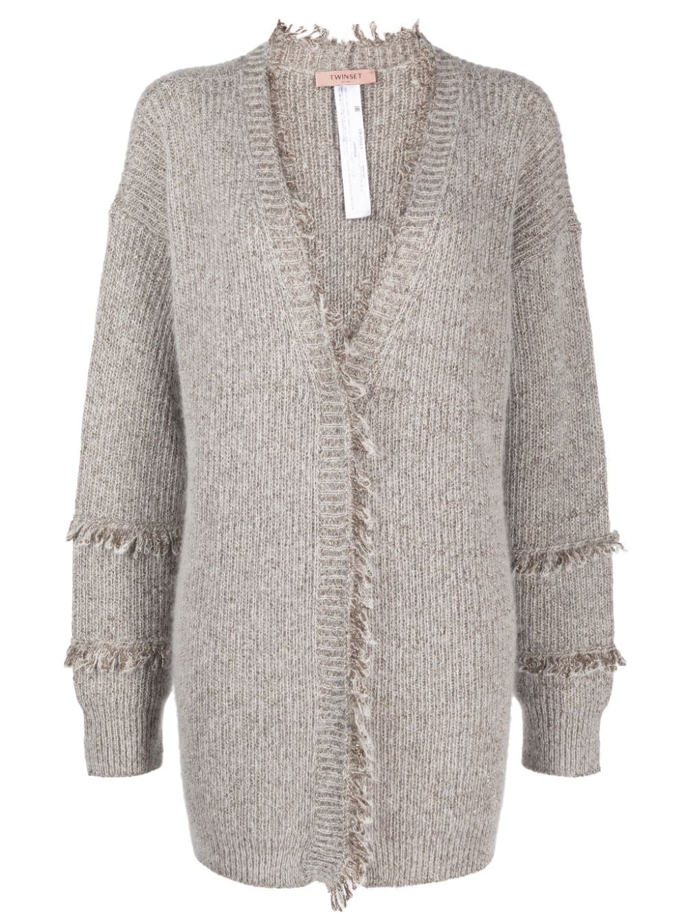 TWINSET frayed-edge knitted cardigan - Neutrals von TWINSET