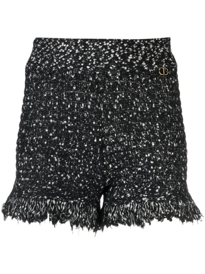 TWINSET frayed-hem tweed shorts - Black von TWINSET