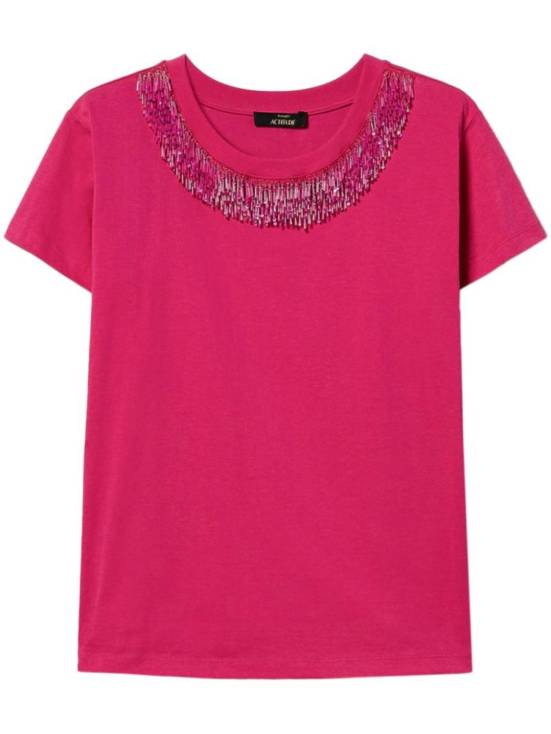 TWINSET fringe-detailing T-shirt - Pink von TWINSET