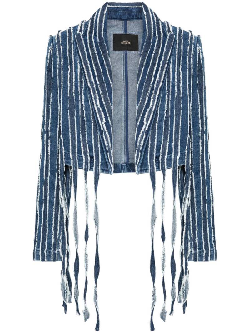 TWINSET fringed cropped denim jacket - Blue von TWINSET