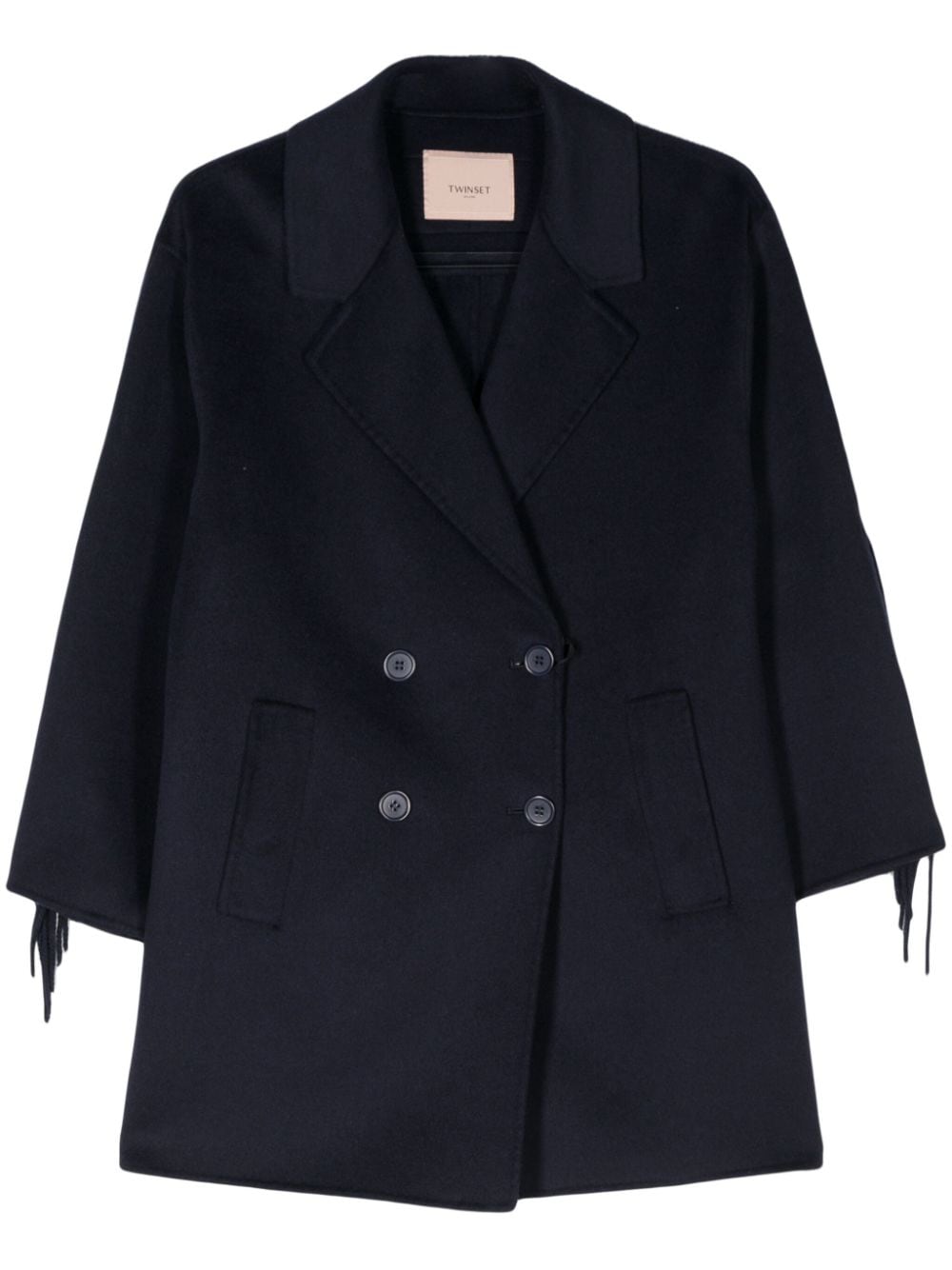TWINSET fringed double-breasted coat - Blue von TWINSET