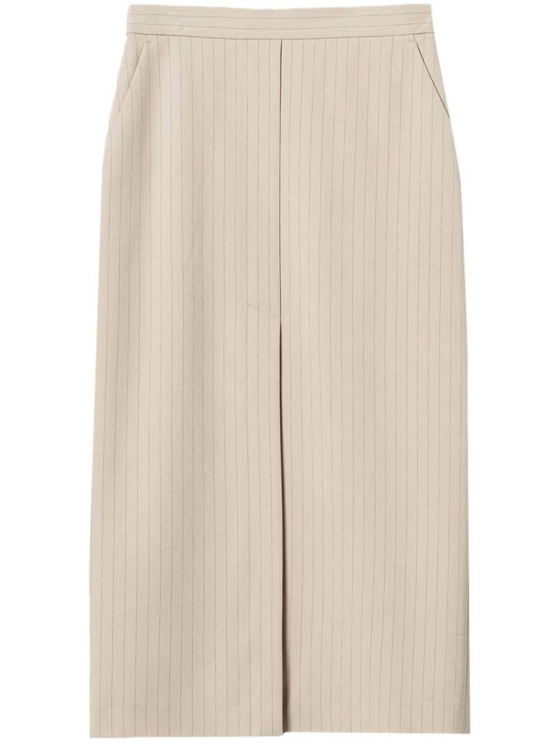 TWINSET front-slit pinstripe midi skirt - Neutrals von TWINSET