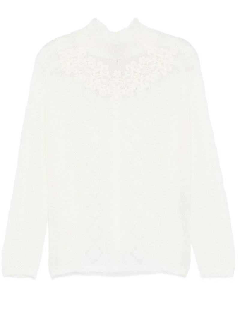 TWINSET lace-detail sweater - White von TWINSET