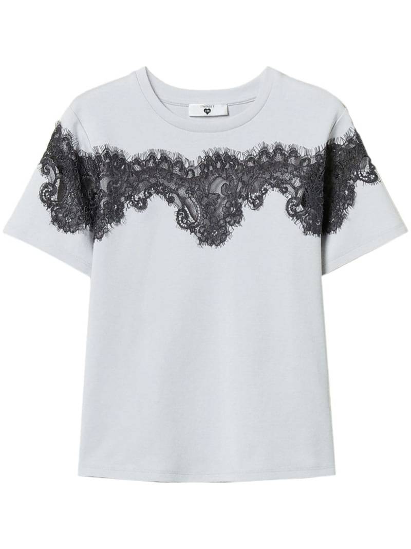 TWINSET lace-detailing T-shirt - Grey von TWINSET