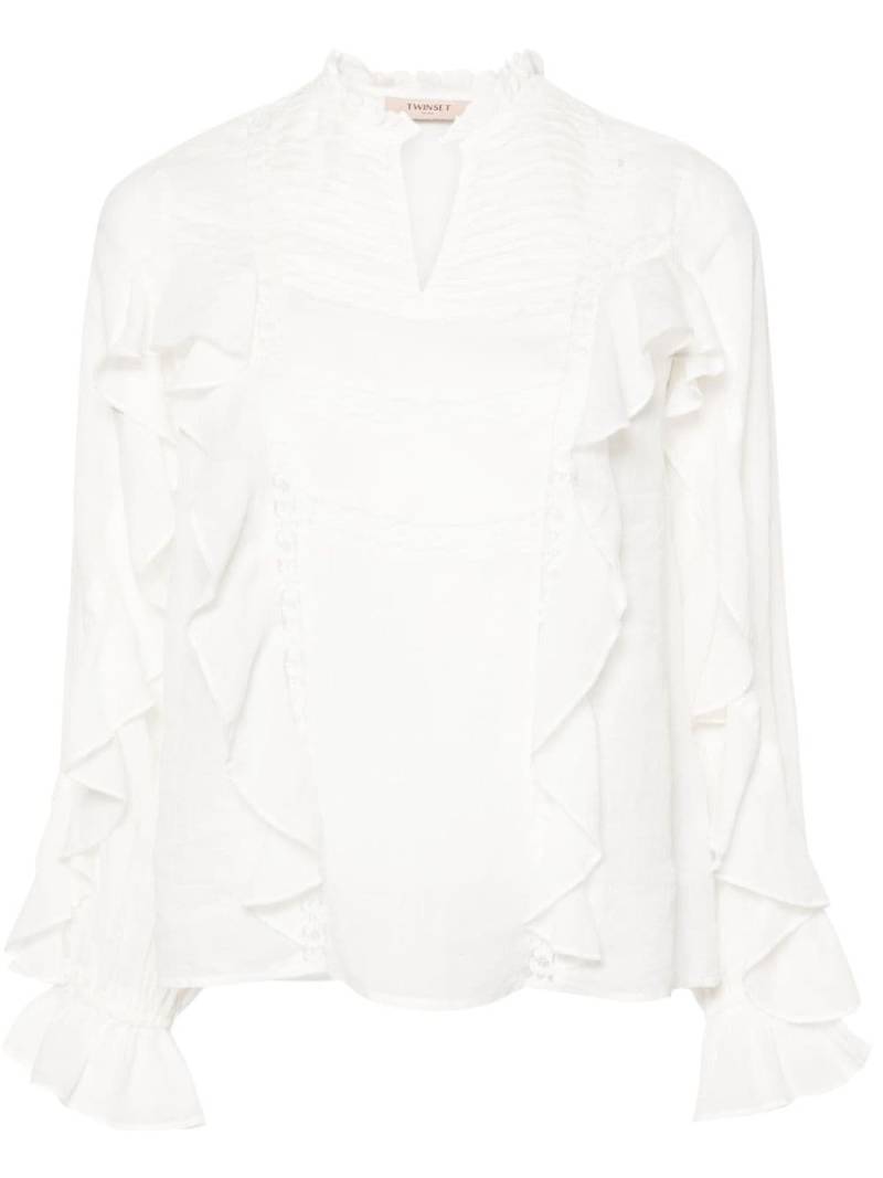 TWINSET lace-detailing ruffled blouse - White von TWINSET