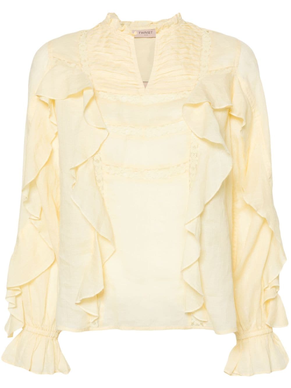 TWINSET lace-detailing ruffled blouse - Yellow von TWINSET