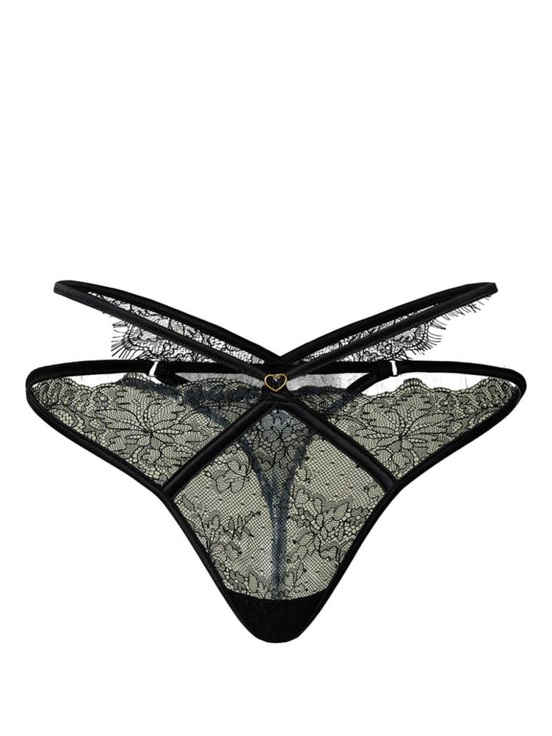 TWINSET lace-overlay g-string thongs - Black von TWINSET