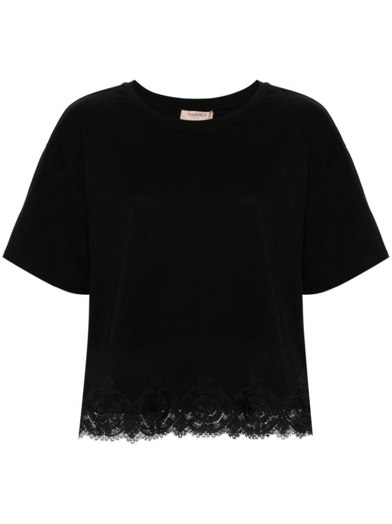 TWINSET lace-trim T-shirt - Black von TWINSET