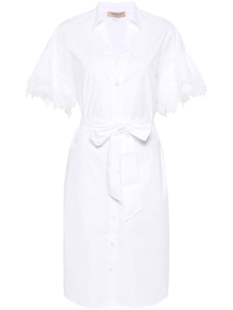 TWINSET lace-trim belted shirt dress - White von TWINSET