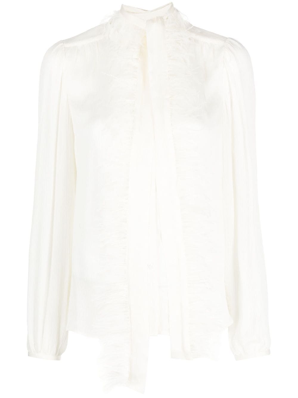 TWINSET layered feather-trim blouse - Neutrals von TWINSET