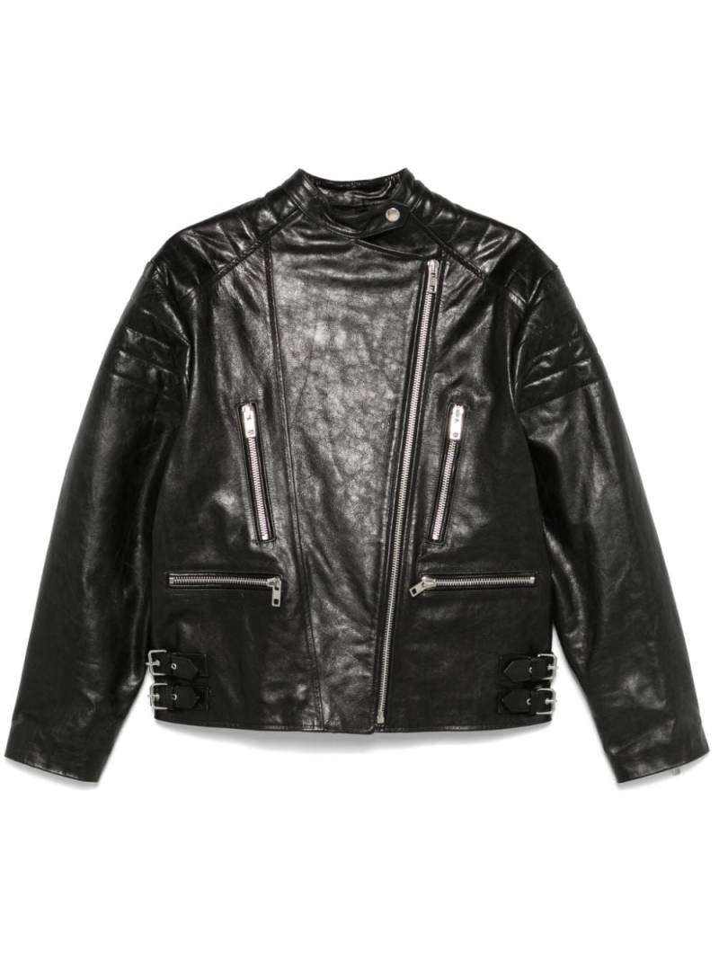 TWINSET leather biker jacket - Black von TWINSET