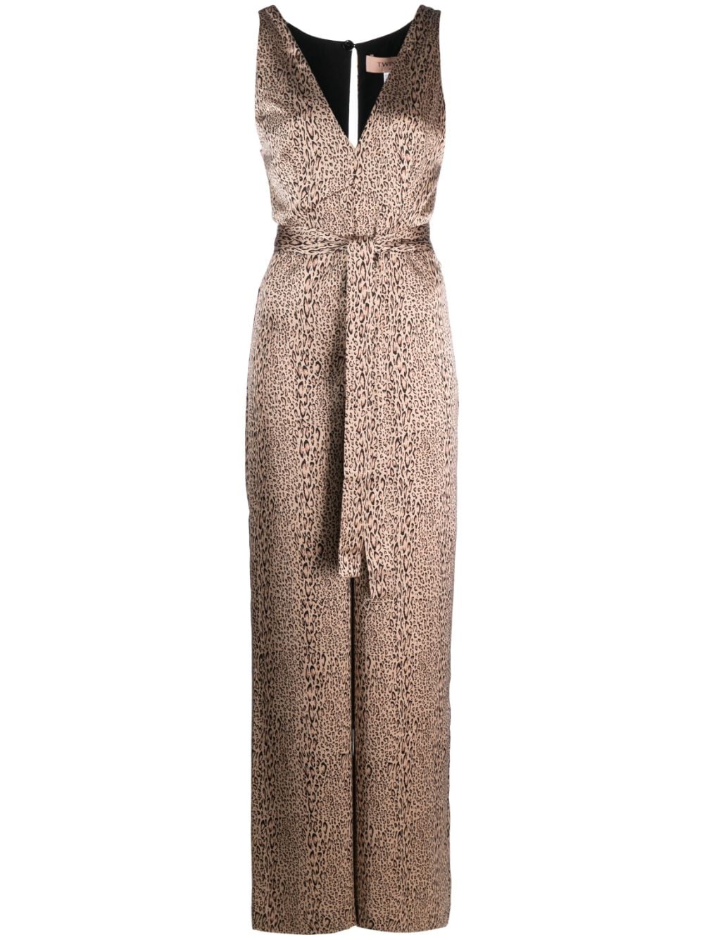 TWINSET leopard-print satin-finish jumpsuit - Neutrals von TWINSET