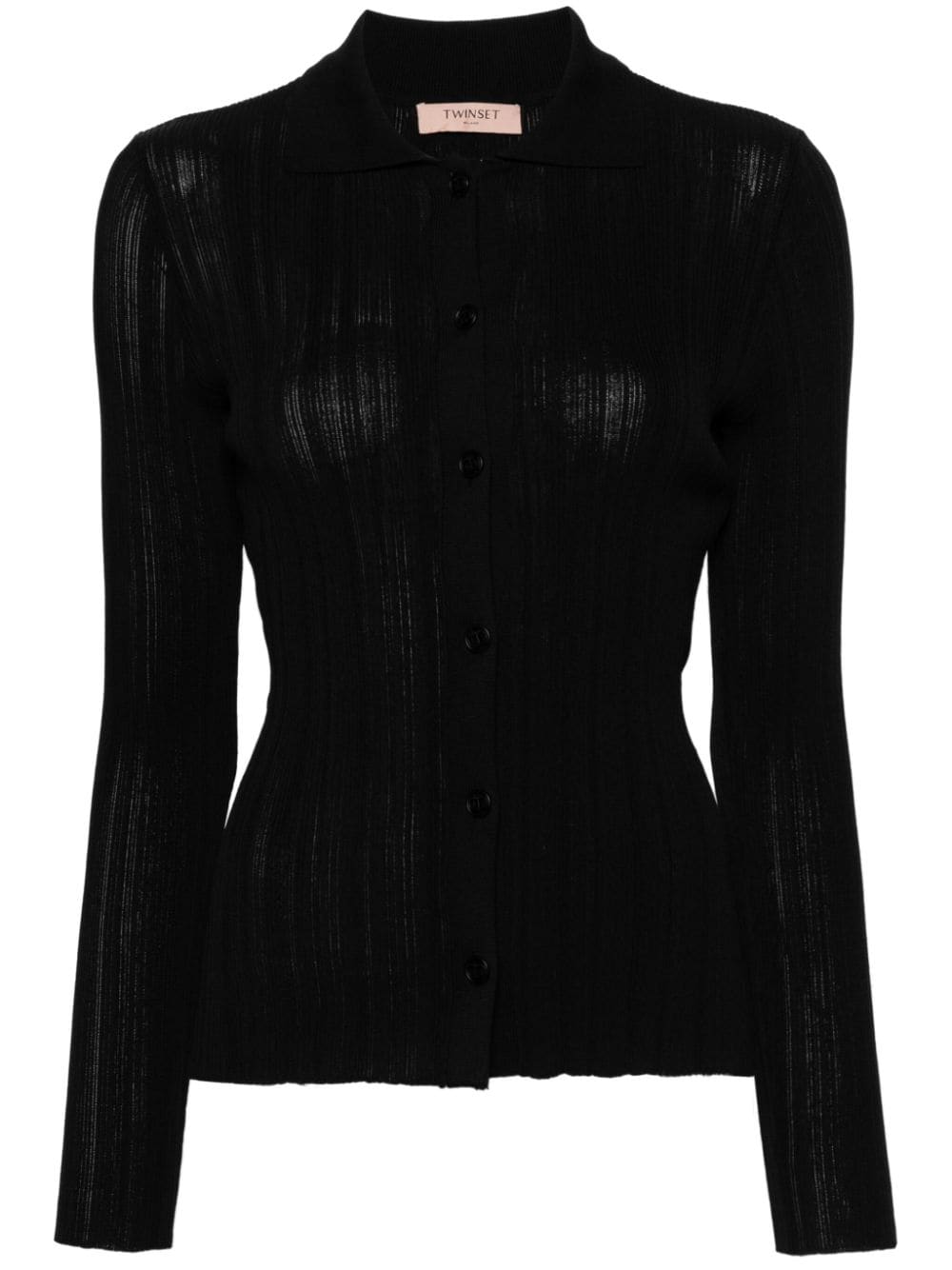 TWINSET logo-buttons ribbed-knit shirt - Black von TWINSET