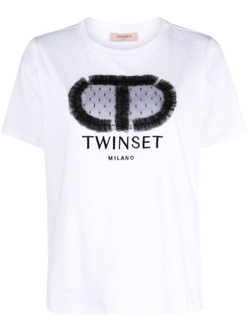 TWINSET logo-embroidered cotton T-shirt - White von TWINSET