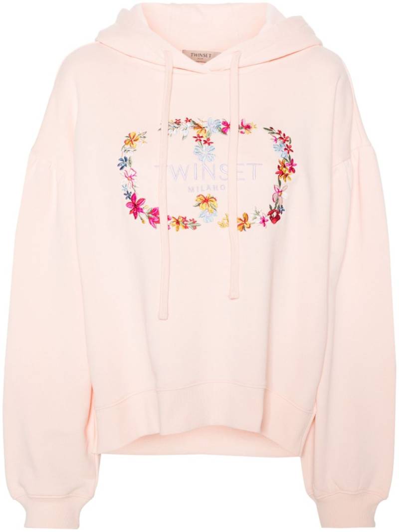 TWINSET logo-embroidered cotton hoodie - Pink von TWINSET