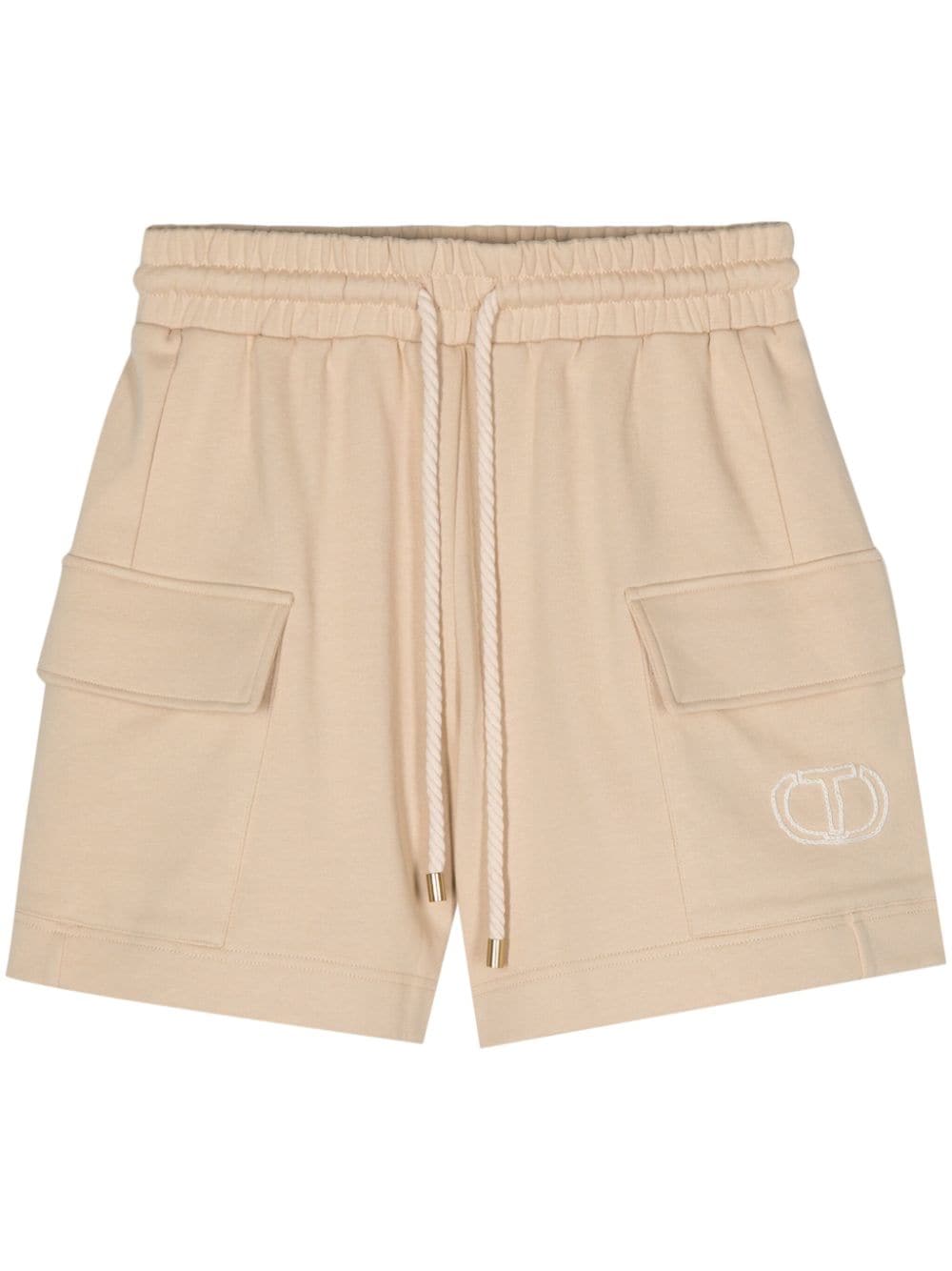 TWINSET logo-embroidered cotton shorts - Neutrals von TWINSET