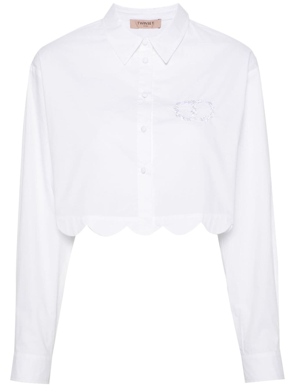 TWINSET logo-embroidered cropped shirt - White von TWINSET