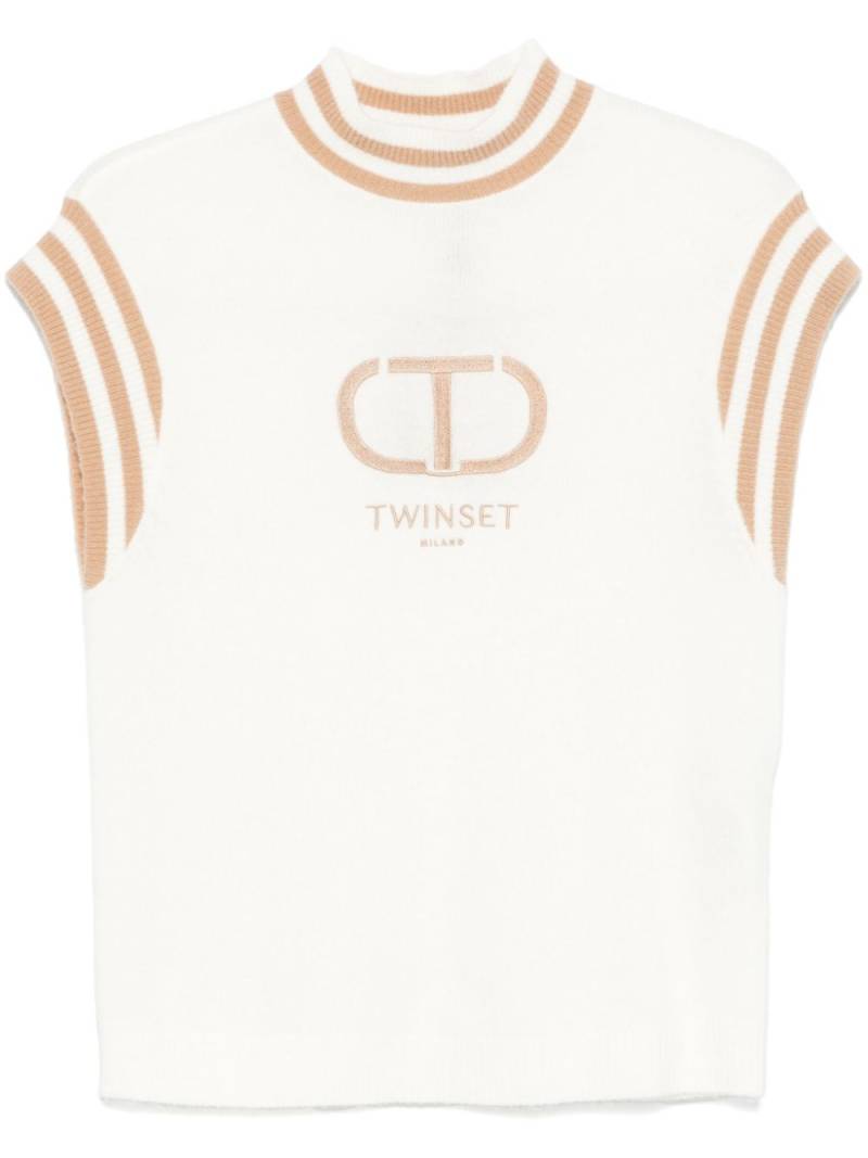 TWINSET logo-embroidered sweater - White von TWINSET