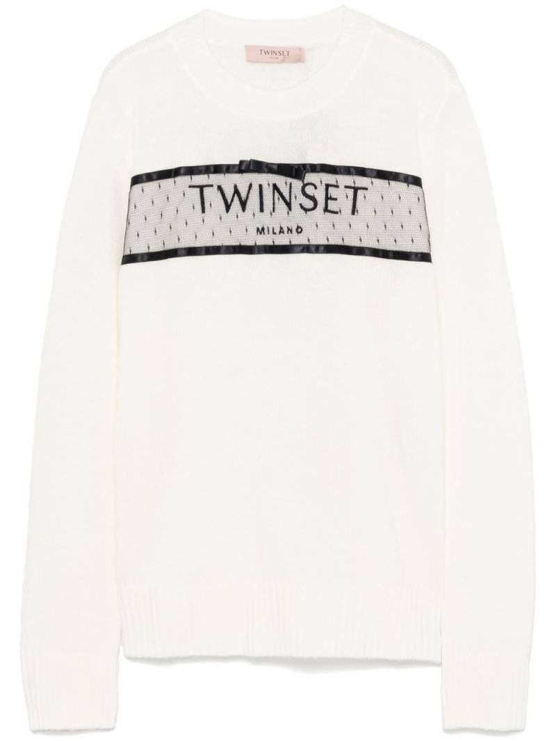 TWINSET logo-embroidered sweater - White von TWINSET