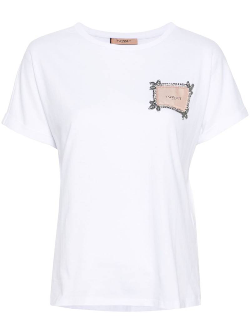 TWINSET logo-patch cotton T-shirt - White von TWINSET